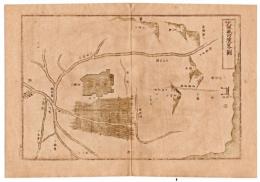 N24070138〇銅版画 古戦場概図 大阪城四境略図(大阪城周辺の地図）道頓堀 生玉 平野川 備前島 川崎 長柄 日本外史 明治初年 〇和本古書古文書