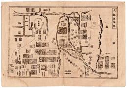 N24070145〇銅版画 日本合戦図(古戦場概図) 大阪夏の陣図 江戸幕府徳川軍対羽柴宗家豊臣軍 敗れた豊臣宗家は滅亡した 日本外史 明治初年１枚〇和本古書古文書