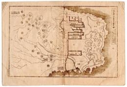 N24070146〇銅版画 日本合戦図(古戦場概図) 肥後国天草郡富岡城攻め図 肥後国天草の領民対幕府討伐軍 日本外史 明治初年１枚〇和本古書古文書