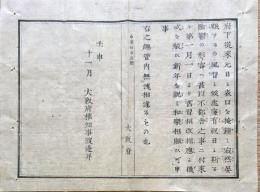 f19060520〇布告布達 明治５年壬申(1872年) 太陽暦 明治６年１月１日より旧習相改め相応の儀 新年を祝し相賑い〇大阪府権知事渡辺昇 千堤寺村 和本 古書 古文書
