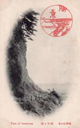 N24073004〇戦前絵葉書　○神奈川県　相州江の島　稚児ケ淵 （岩壁 松の木 海 小船）○和本古書古文書