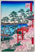 f24080011〇名所江戸百景 彩色木版画 浮世絵 歌川広重 上野清水堂不忍ノ池  複刻昭和年代〇和本古書古文書