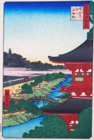 f24080050〇名所江戸百景 彩色木版画 浮世絵 歌川広重 増上寺塔赤羽根  複刻昭和年代〇和本古書古文書