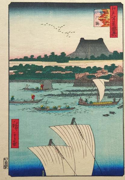 f24080079〇名所江戸百景 彩色木版画 浮世絵 歌川広重 鉄砲洲