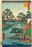 f24080093〇名所江戸百景 彩色木版画 浮世絵 歌川広重 木母寺内川御前栽畑  複刻昭和年代〇和本古書古文書