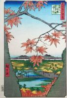 f24080095〇名所江戸百景 彩色木版画 浮世絵 歌川広重 真間の紅葉 手古那の社継はし  複刻昭和年代〇和本古書古文書