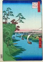 f24080096〇名所江戸百景 彩色木版画 浮世絵 歌川広重 鴻の台とね川風景  複刻昭和年代〇和本古書古文書