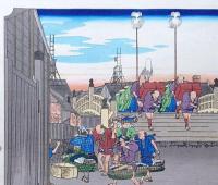 f24040401〇原寸手摺彩色木版画 東海道五十三次 日本橋 保永堂版 悠々洞版 広重 複刻昭和年代 状態摺共特上〇和本古書古文書