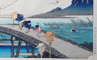 f24040427〇原寸手摺彩色木版画 東海道五十三次 掛川宿 保永堂版 悠々洞版 広重 複刻昭和年代 状態摺共特上〇和本古書古文書