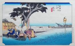 f24040428〇原寸手摺彩色木版画 東海道五十三次 袋井宿 保永堂版 悠々洞版 広重 複刻昭和年代 状態摺共特上〇和本古書古文書