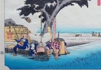 f24040428〇原寸手摺彩色木版画 東海道五十三次 袋井宿 保永堂版 悠々洞版 広重 複刻昭和年代 状態摺共特上〇和本古書古文書