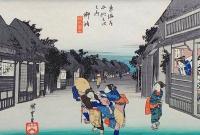 f24040436〇原寸手摺彩色木版画 東海道五十三次 御油宿 保永堂版 悠々洞版 広重 複刻昭和年代 状態摺共特上〇和本古書古文書