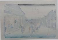 f24040436〇原寸手摺彩色木版画 東海道五十三次 御油宿 保永堂版 悠々洞版 広重 複刻昭和年代 状態摺共特上〇和本古書古文書