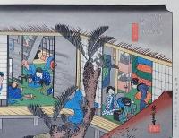 f24040437〇原寸手摺彩色木版画 東海道五十三次 赤坂宿 保永堂版 悠々洞版 広重 複刻昭和年代 状態摺共特上〇和本古書古文書