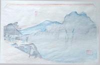 f24040449〇原寸手摺彩色木版画 東海道五十三次 坂下宿 保永堂版 悠々洞版 広重 複刻昭和年代 状態摺共特上〇和本古書古文書