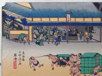 f24040453〇原寸手摺彩色木版画 東海道五十三次 草津宿 保永堂版 悠々洞版 広重 複刻昭和年代 状態摺共特上〇和本古書古文書