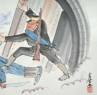 f20071603〇肉筆漫画 色彩手書き 開国六十年史図絵 No.18 日清戦争 明治２７年 小林克己 昭和２年 中央美術協会〇和本古書古文書