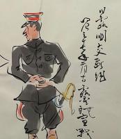 f20072102〇肉筆漫画 色彩手書き 開国六十年史図絵 No.27 日露戦争 保積稲天 明治３７年 昭和２年 中央美術協会〇和本古書古文書