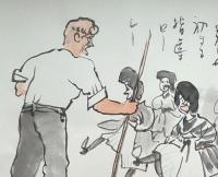 f20072301〇肉筆漫画 色彩手書き 開国六十年史図絵 No.31 女優出現 女優養成所 明治４１年 服部亮 昭和２年 中央美術協会〇和本古書古文書