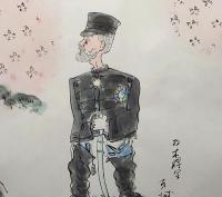 f20072304〇肉筆漫画 色彩手書き 開国六十年史図絵 No.34 乃木将軍 赤坂自宅にて自害 大正元年 阪本牙城 昭和２年 中央美術協会〇和本古書古文書