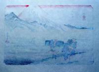f24040114〇古法純手摺彩色木版画 東海道五十三次 原宿 保永堂版 広重 複刻昭和年代 状態摺共良〇和本古書古文書