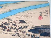 f24040124〇古法純手摺彩色木版画 東海道五十三次 島田宿 保永堂版 広重 複刻昭和年代 状態摺共良〇和本古書古文書