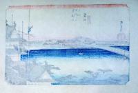 f24040135〇古法純手摺彩色木版画 東海道五十三次 吉田宿 保永堂版 広重 複刻昭和年代 状態摺共良〇和本古書古文書