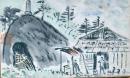 f24092112〇戦前絵葉書 自筆画 甲斐駒ヶ岳 画家 木版画 白井博 日本南画院会員 白井恕庵 昭和年代〇和本古書古文書