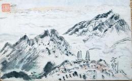 f24092114〇戦前絵葉書 自筆画 甲斐駒ヶ岳 画家 白井博 日本南画院会員 白井恕庵 昭和年代〇和本古書古文書