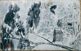 f24092116〇戦前絵葉書 自筆画 甲斐駒ヶ岳 画家 白井博 日本南画院会員 白井恕庵 昭和年代〇和本古書古文書