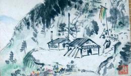 f24092118〇戦前絵葉書 自筆画 甲斐駒ヶ岳 画家 白井博 日本南画院会員 白井恕庵 昭和年代〇和本古書古文書