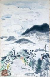f24092123〇戦前絵葉書 自筆画 甲斐駒ヶ岳 画家 白井博 日本南画院会員 白井恕庵 昭和年代〇和本古書古文書