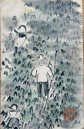 f24092128〇戦前絵葉書 自筆画 甲斐駒ヶ岳 画家 白井博 日本南画院会員 白井恕庵 昭和年代〇和本古書古文書
