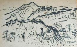 f24092131〇戦前絵葉書 肉筆直筆画 修学院離宮 画家 白井博 日本南画院会員 白井恕庵 昭和年代〇和本古書古文書