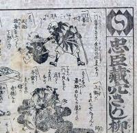 f241004308〇一枚刷り 浪花みやげ第２編第３集 忠臣蔵穴さがし柳樽 １２編 ことば遊び しゃれ なぞ 判じ絵 見立番付 天保年間 塩屋喜兵衛板〇和本古書古文書
