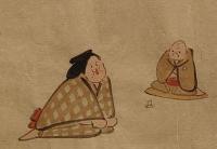 f19120610〇絵入彩色肉筆画 川柳 狂歌 道歌 導歌 画賛 戯画〇なんぼ程 強い角力の関取も 親に負けては 見事なりけり〇和本 古書 古文書

