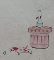 f19120615〇絵入彩色肉筆画 川柳 狂歌 道歌 導歌 画賛 戯画〇三度喰う 飯さえ強し柔らかし 思う的には 成らぬ世の中〇和本 古書 古文書
