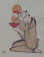 f19120619〇絵入彩色肉筆画 川柳 狂歌 道歌 導歌 画賛 戯画〇毒毒と つきこむ酒は瓢箪の 中より出つる 百薬の長〇和本 古書 古文書
