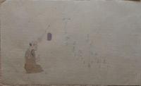 f19120620〇絵入彩色肉筆画 川柳 狂歌 道歌 導歌 画賛 戯画〇一升の酒は 女房と思えども　まだ徳利と寝た事もなし〇和本 古書 古文書
