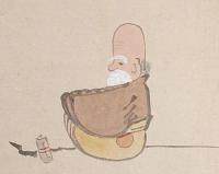 F19120623〇絵入彩色肉筆画 川柳 狂歌 道歌 導歌 画賛 戯画〇福禄は不養生せず 腹立てず 物欲しがらず それで長命〇和本 古書 古文書

