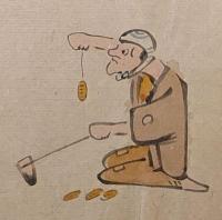 F19120634〇絵入彩色肉筆画 川柳 狂歌 道歌 導歌 画賛 戯画 明治年代〇歌をよみ詩をつくるより 田をつくれ 何かしよりも 金貸しがよい〇和本 古書 古文書

