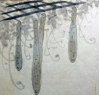 F19120644〇絵入彩色肉筆画 川柳 狂歌 道歌 導歌 画賛 戯画 明治年代〇世の中は 何のへちまと思えども ふらふらしては 暮らされもせず〇和本 古書 古文書


