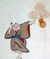 F19120647〇絵入彩色肉筆画 川柳 狂歌 道歌 導歌 画賛 戯画 明治年代〇我好きは 月雪花に瓢さけ 金と女は 言うまでもなし〇和本 古書 古文書
