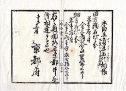 N24112105〇明治布告布達 明治４年辛未 当末貢米石代相場 田方願石代分 米一石に付 金3両2分永29文9ト 畑方石代の分 同 金3両1分永78文8ト○京都府 京都府布令書○和本古書古文書
