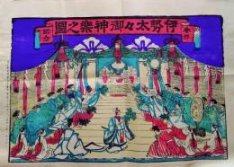 f24112259〇彩色石版画 伊勢太々御神楽図 大正時代〇和本古書古文書
