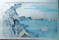 f24120103〇手摺彩色木版画 東海道五十三次 川崎宿 保永堂版 悠々洞版 広重 複刻昭和年代 状態摺共特上〇和本古書古文書