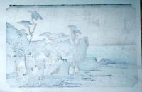 f24120109〇手摺彩色木版画 東海道五十三次 大磯宿 保永堂版 悠々洞版 広重 複刻昭和年代 状態摺共特上〇和本古書古文書