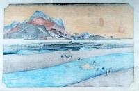 f24120110〇手摺彩色木版画 東海道五十三次 小田原宿 保永堂版 悠々洞版 広重 複刻昭和年代 状態摺共特上〇和本古書古文書