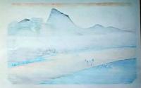f24120125〇手摺彩色木版画 東海道五十三次 金谷宿 保永堂版 悠々洞版 広重 複刻昭和年代 状態摺共特上〇和本古書古文書