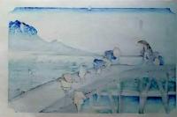 f24120127〇手摺彩色木版画 東海道五十三次 掛川宿 保永堂版 悠々洞版 広重 複刻昭和年代 状態摺共特上〇和本古書古文書